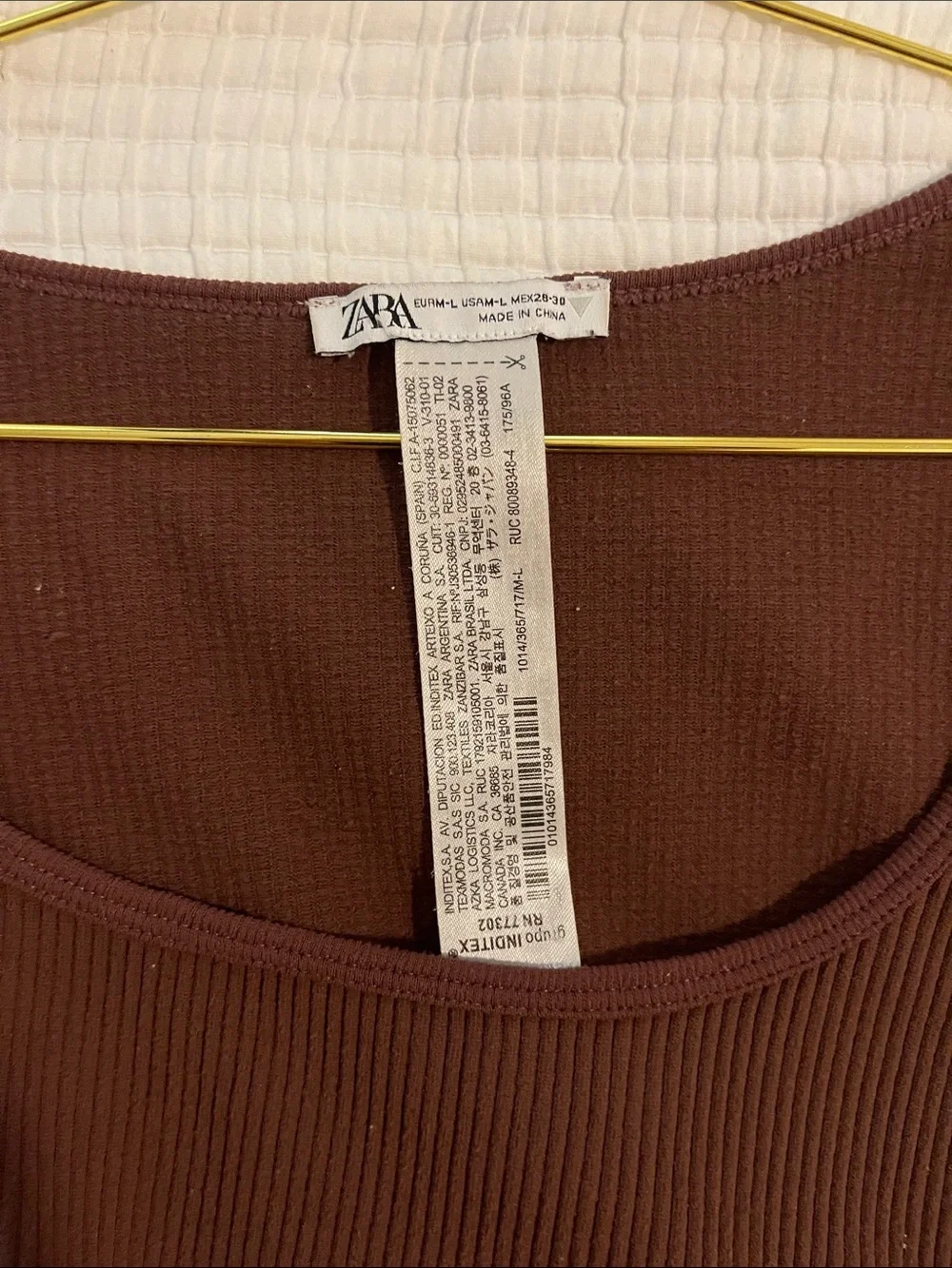 Zara ribbed long sleeve fitted crop top size M